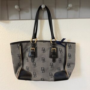 Dooney & Bourke Black and Cream Logo Tote